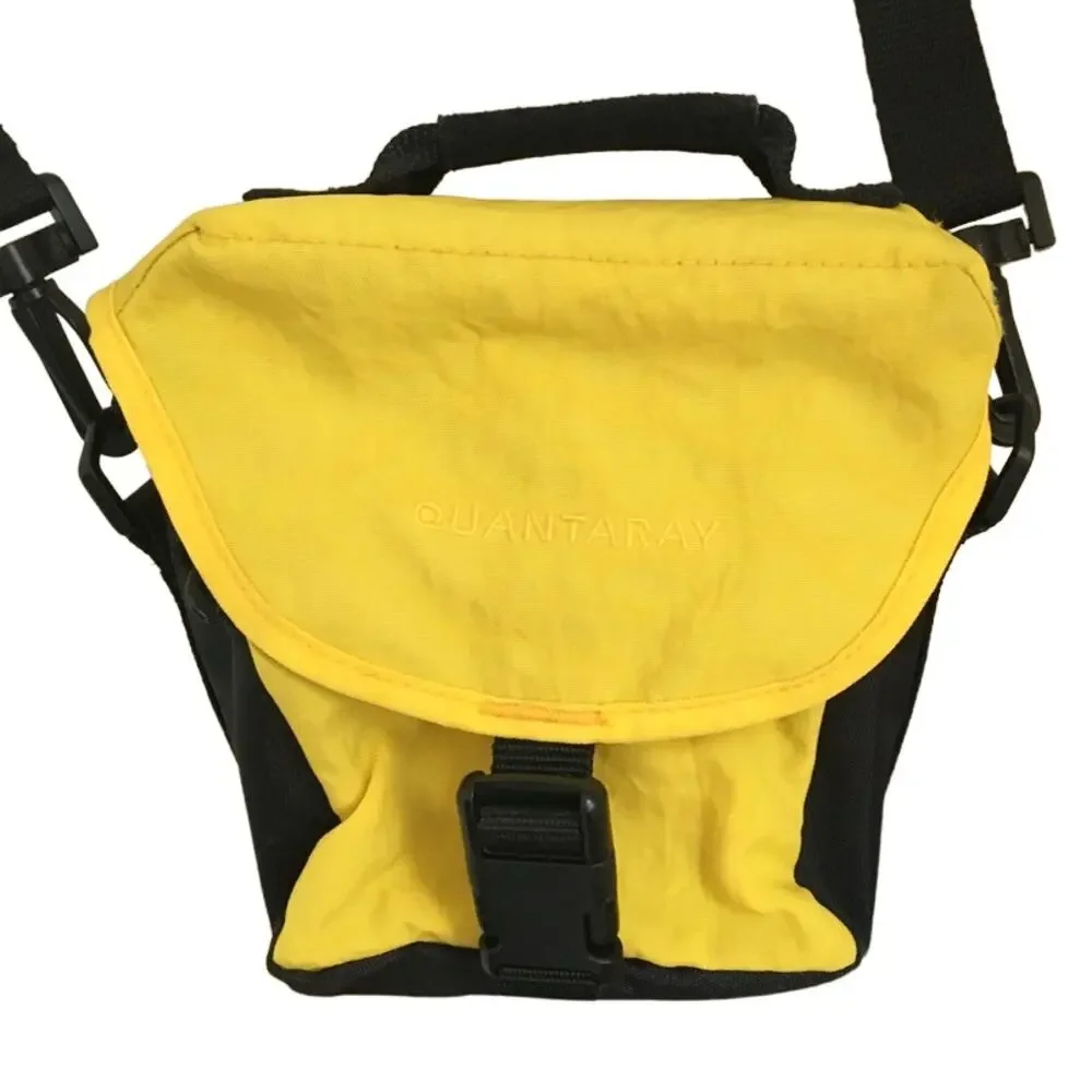 QUANTARAY Quilted Camara Bag Yellow Black Carry handle Crossbody strap
